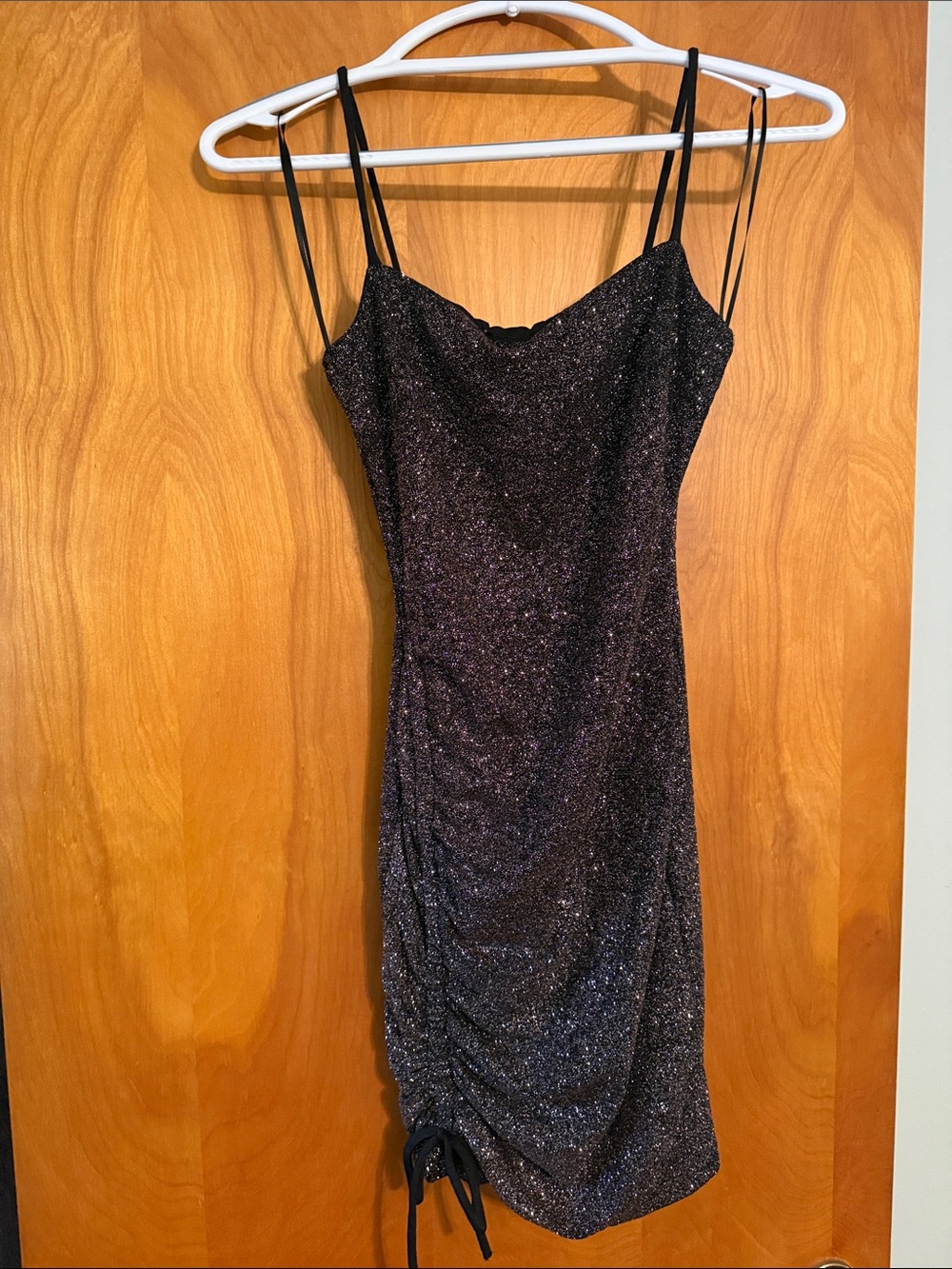 Sparkle Ruched Dress - Black